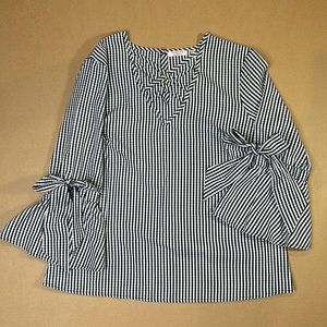 Tempted Los Angeles Gingham Bell Sleeve Tie  Sleeve Top Size M